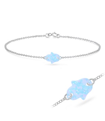 Light Sapphire Opal Silver Bracelet BRS-237A